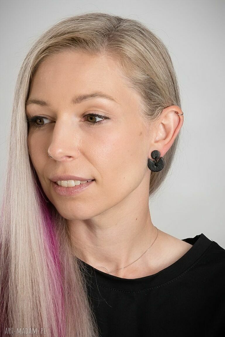 Kolczyki Hanna - czarne wiszące z modeliny i glinki polimerowej