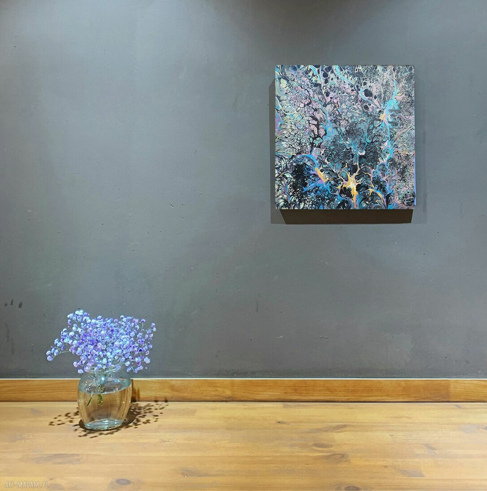 Harmonia Cieni - abstrakcyjny obraz akrylowy 40x40 cm bez ramy