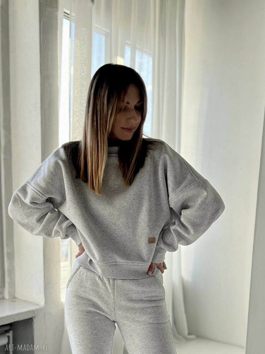 Harvest Moon / salt & pepper - ocieplana bluza damska oversize