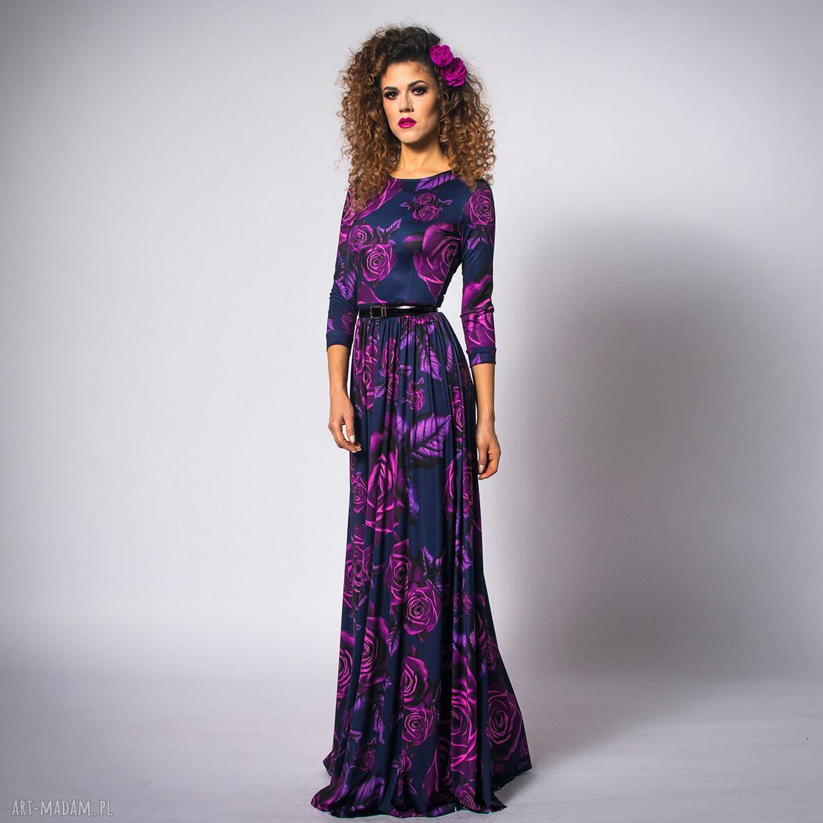 Helena MAGIC ROSE - długa sukienka maxi z elastycznego jersey'u (fason A)