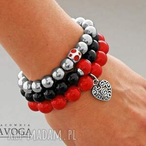 black red jade & silver hematite set ii