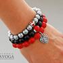 ręcznie zrobione bransoletki black, red jade & silver hematite set ii