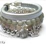 gustowne bransoletki agaty grey and silver set