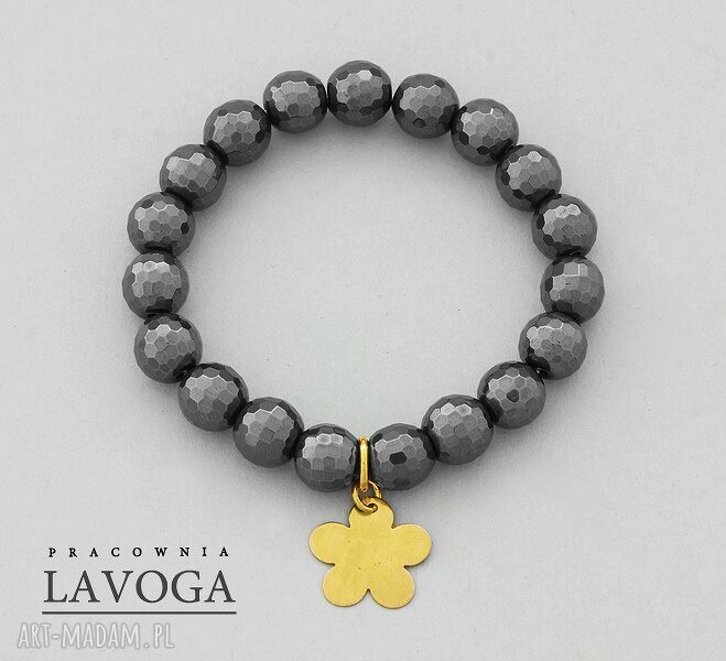 Hematite with pendant gray hematyt kwiatek zawieszka modna