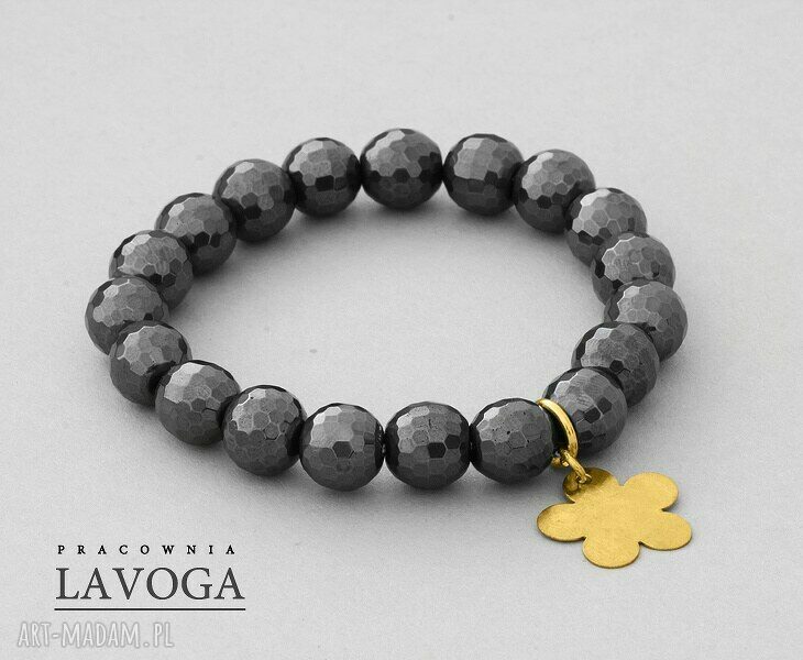 bransoletki: Hematite with pendant in gray. Autorskie