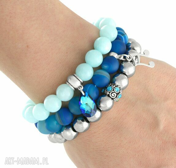 Plava mint, blue & silver L214 ręcznie wykonane