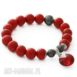 lavoga red jade & hematite with crystal pendant