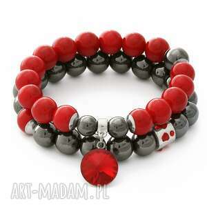 red jade & steel hematite with pendant & bead