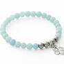 bransoletki jadeit silver hematite, light blue jade &