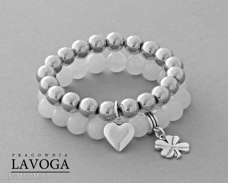 bransoletki: Hemtaite with heart pendant in silver. Ręczne wykonanie