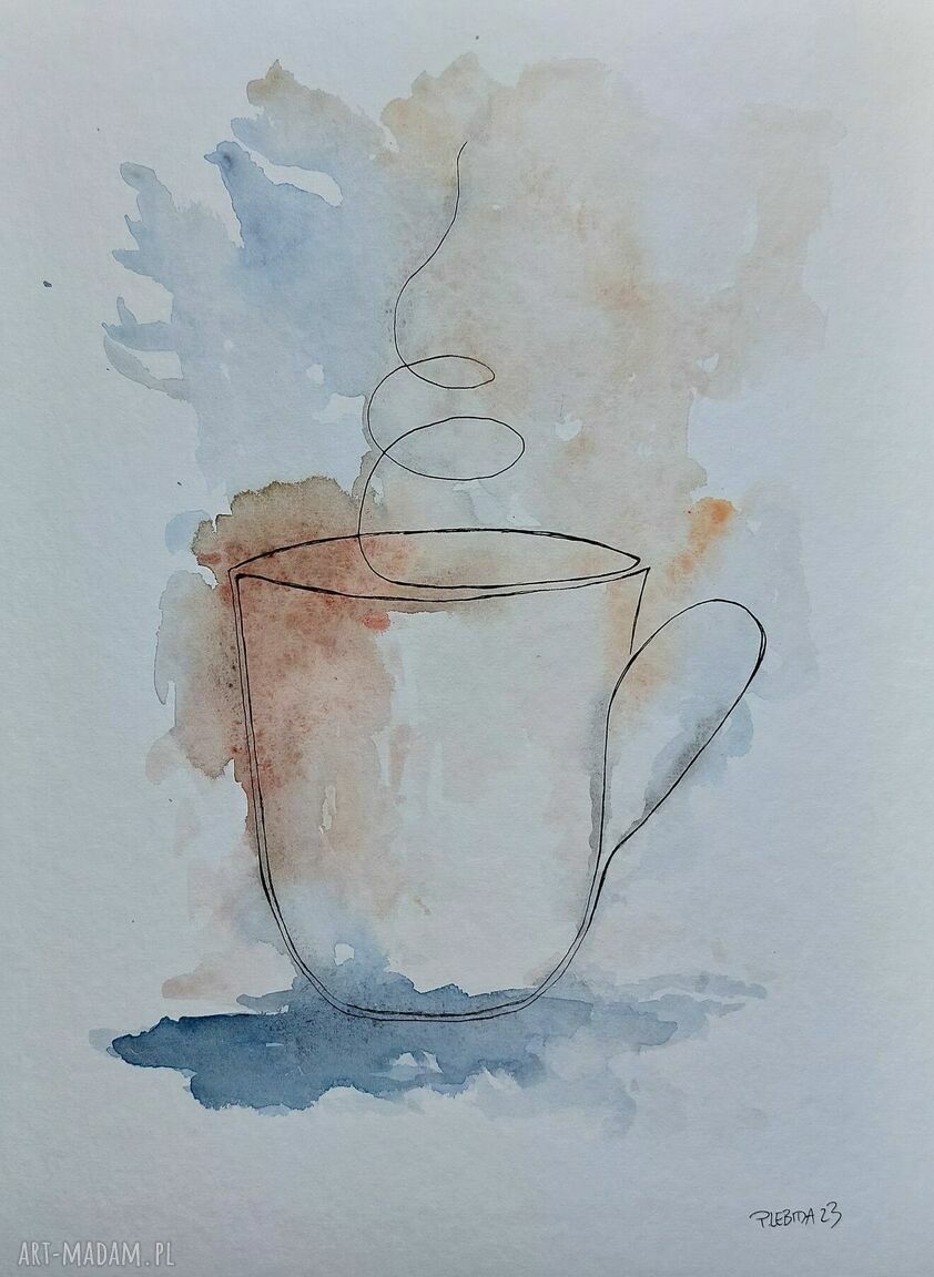 HERBATKA - akwarela 24/32 cm, ręcznie malowana