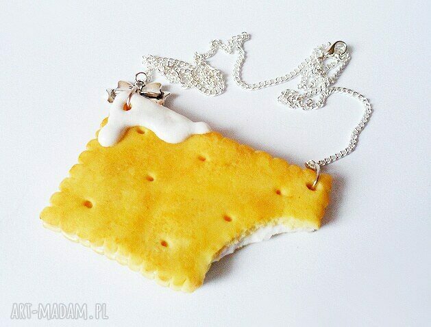 Naszyjnik Herbatniczek waniliowy - handmade z masy FIMO