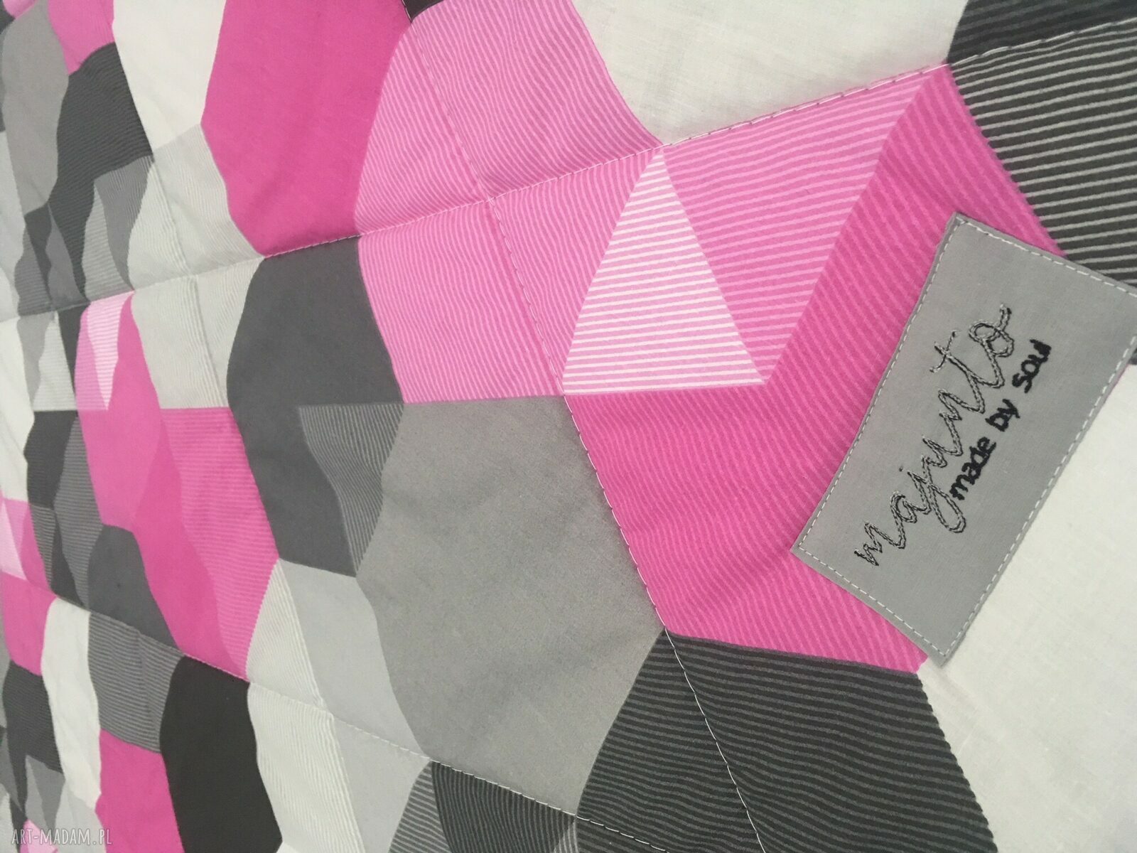 Narzuta Hexagons PINK 155x205 cm - dwustronna, młodzieżowa