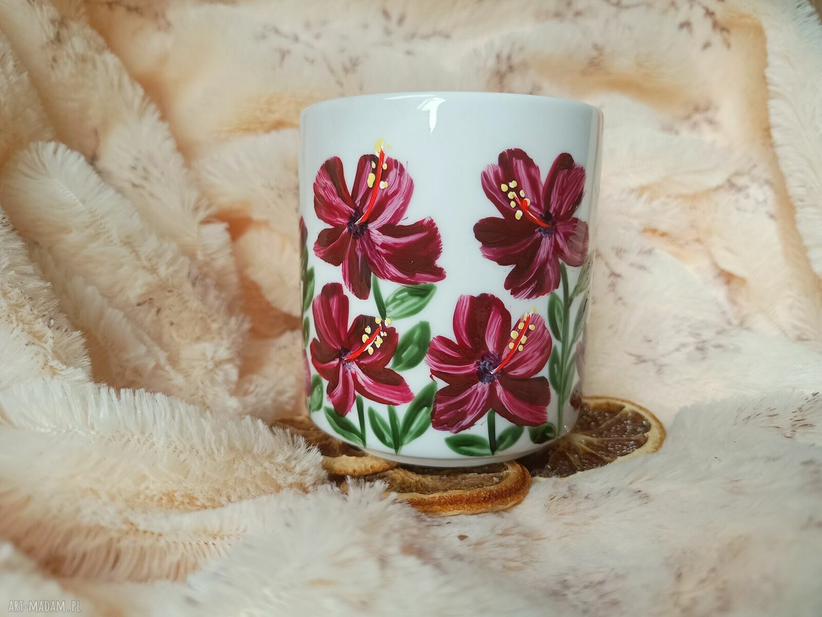 Ręcznie malowany kubek Hibiskusy 270 ml