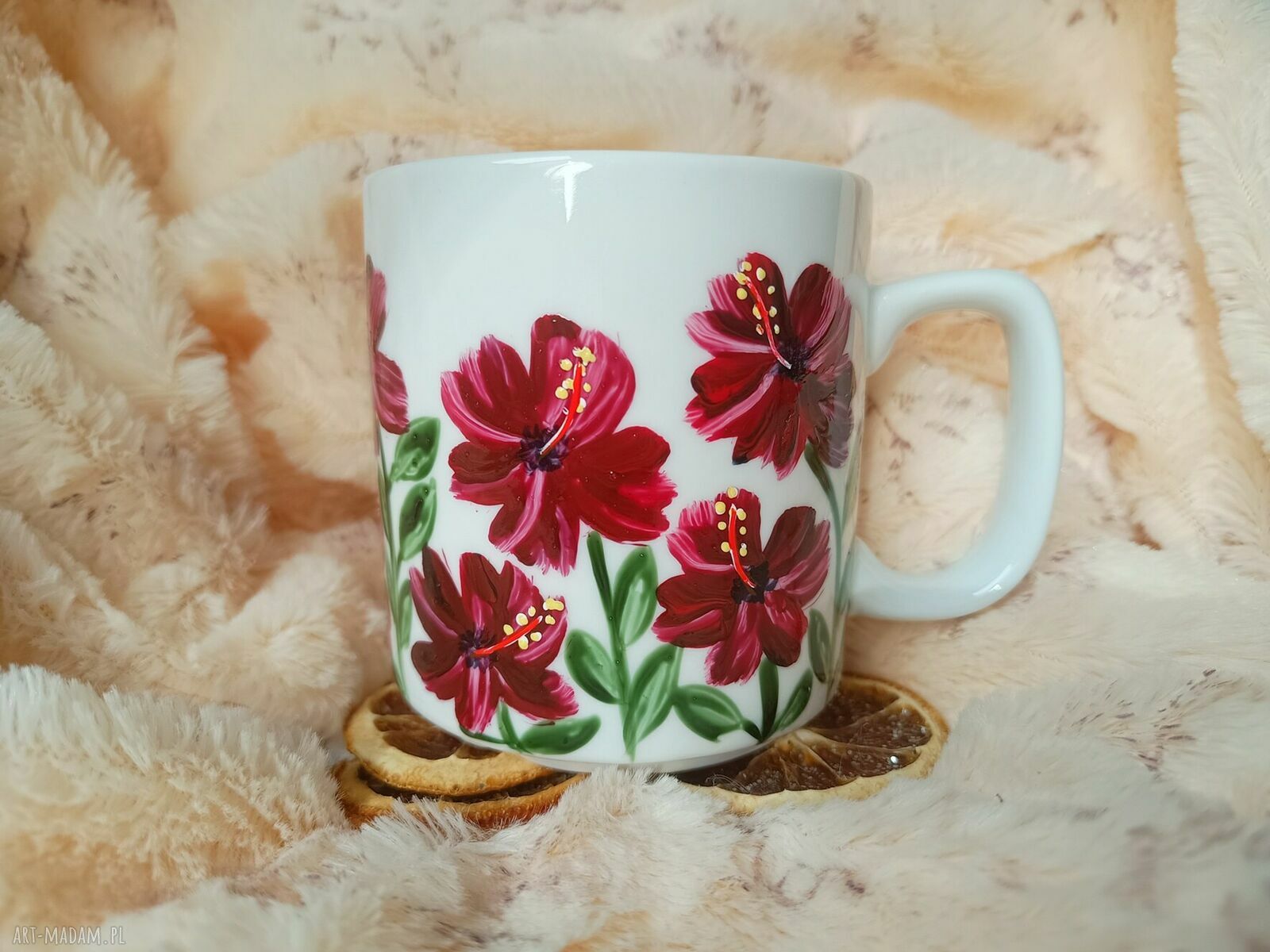 Ręcznie malowany kubek Hibiskusy 270 ml