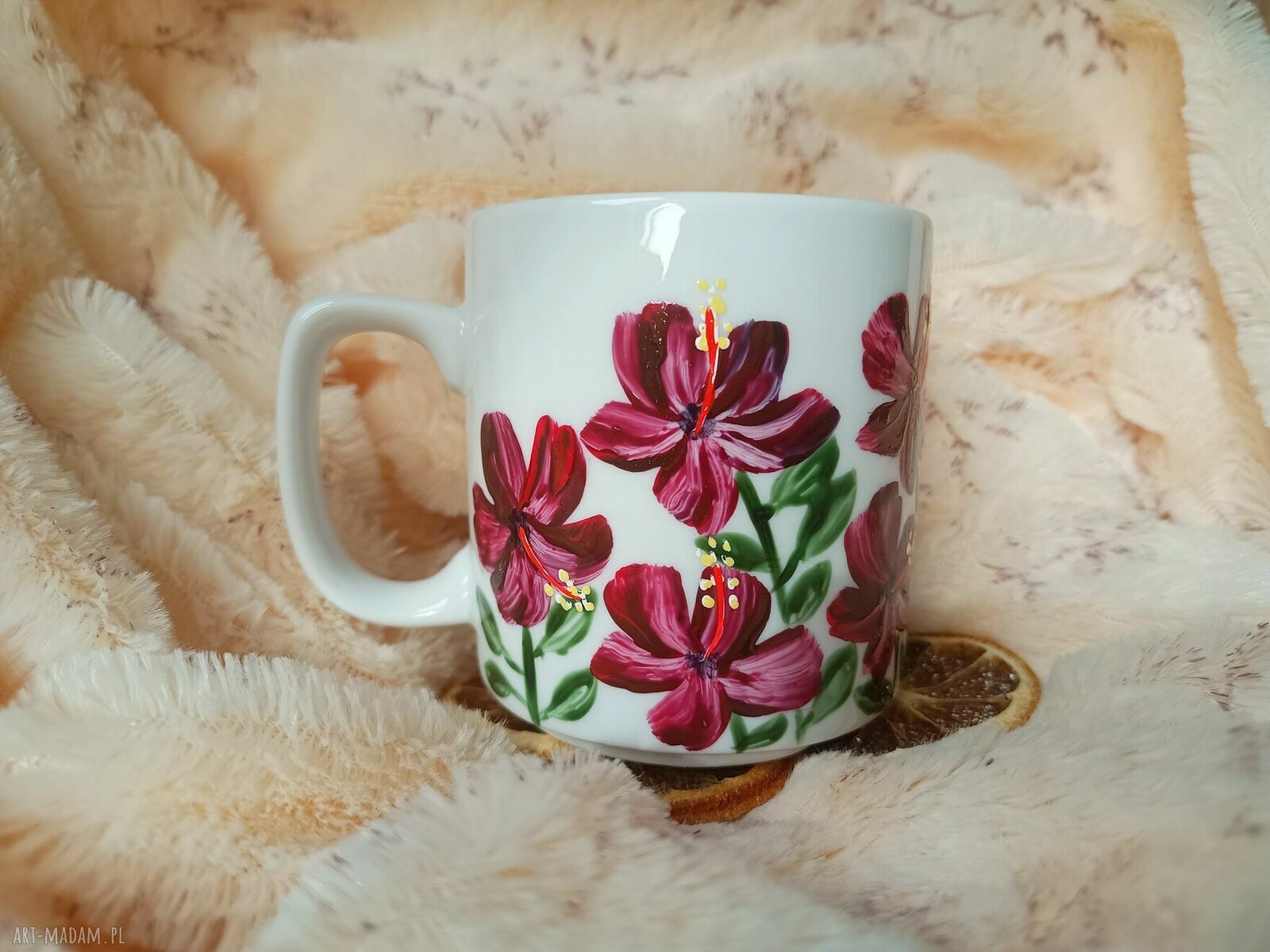 Ręcznie malowany kubek Hibiskusy 270 ml