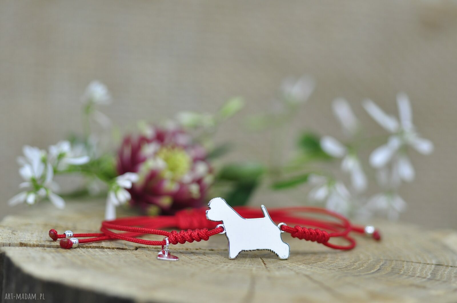 West Highland white terrier - bransoletka handmade ze srebra 925
