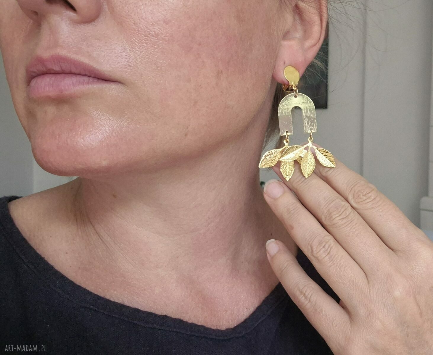 Lekkie klipsy folk Hindi Ruda Klara - złote i boho Frida