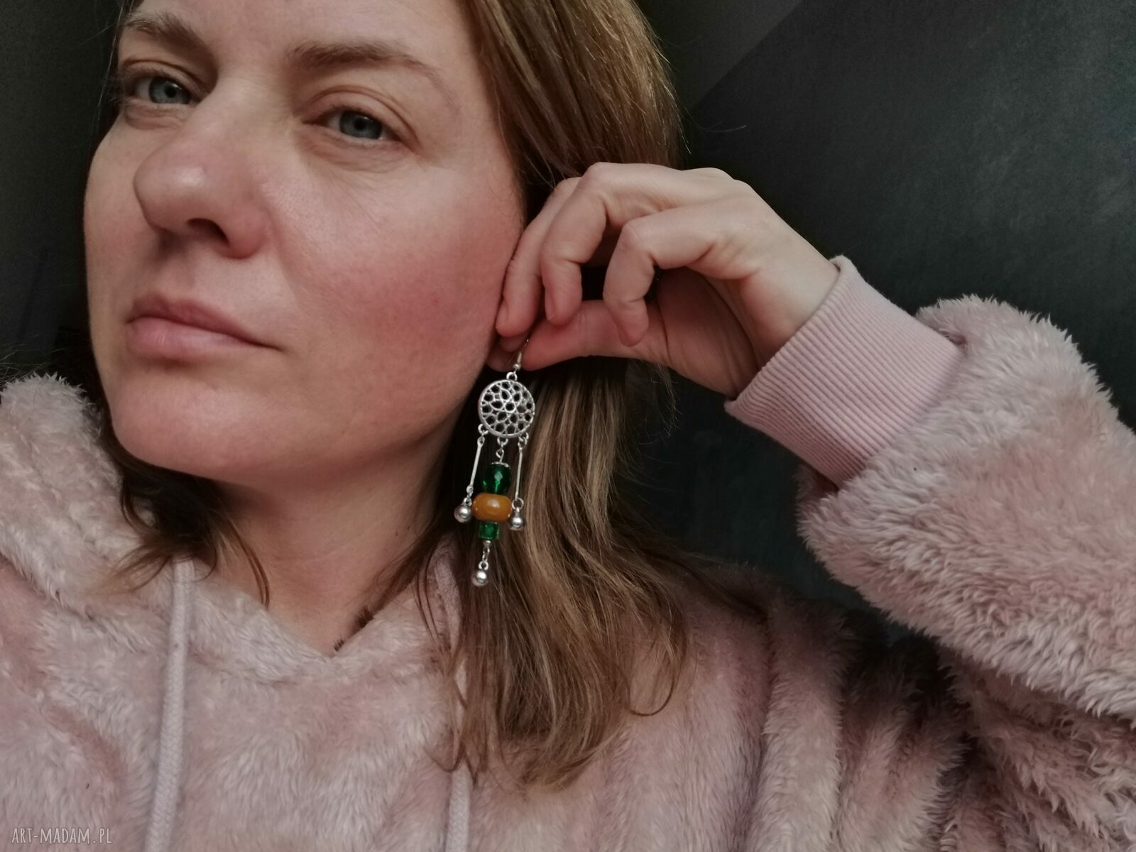 Kolczyki hipi boho box k1 - lekkie pióra na ślub i styl boho (Ruda Klara)