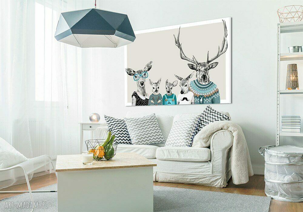 Hipsterska rodzinka jeleni 02190 - 120x80 cm