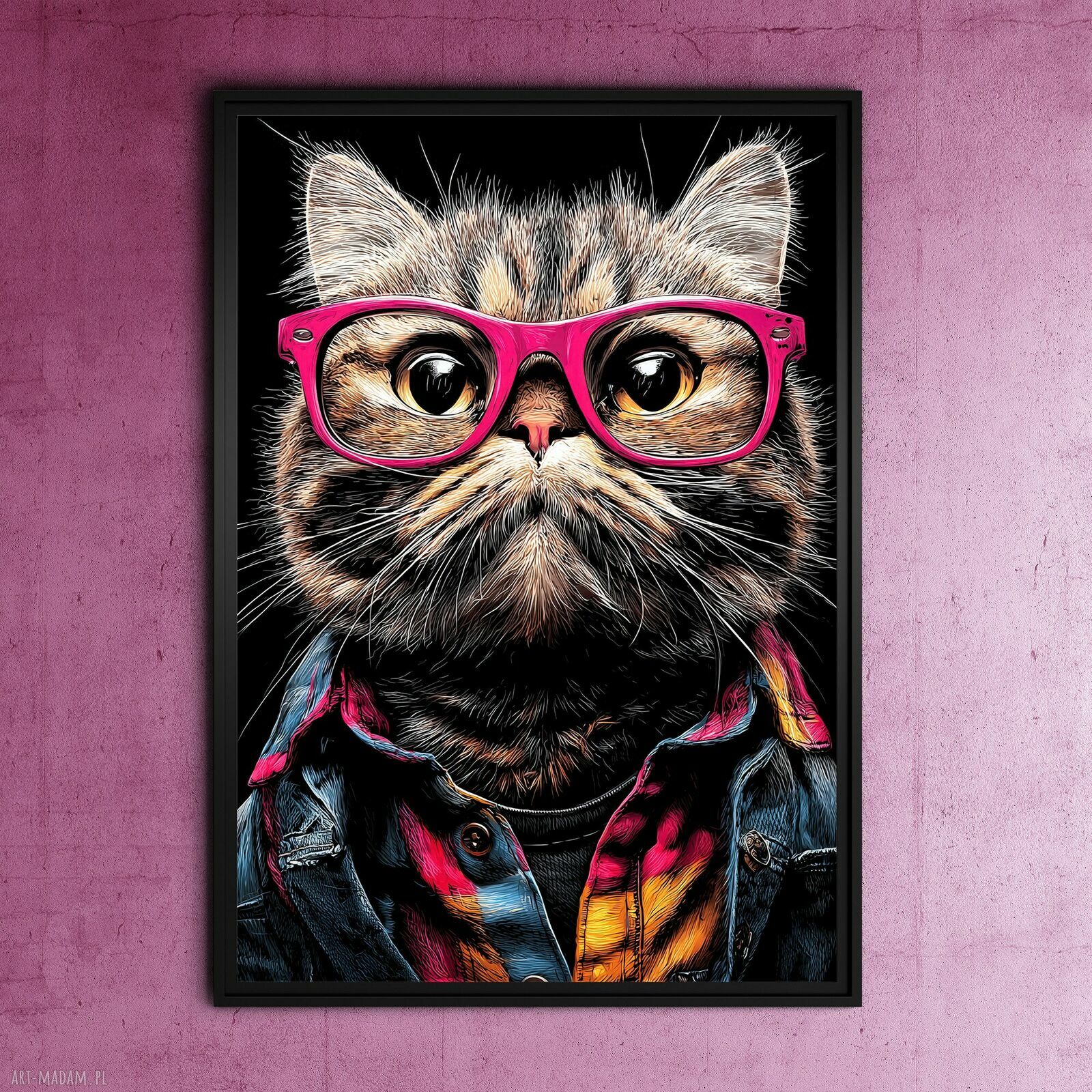 Hipsterski Kot Czesław - plakat A3 dla kociarzy 29,7 x 42 cm