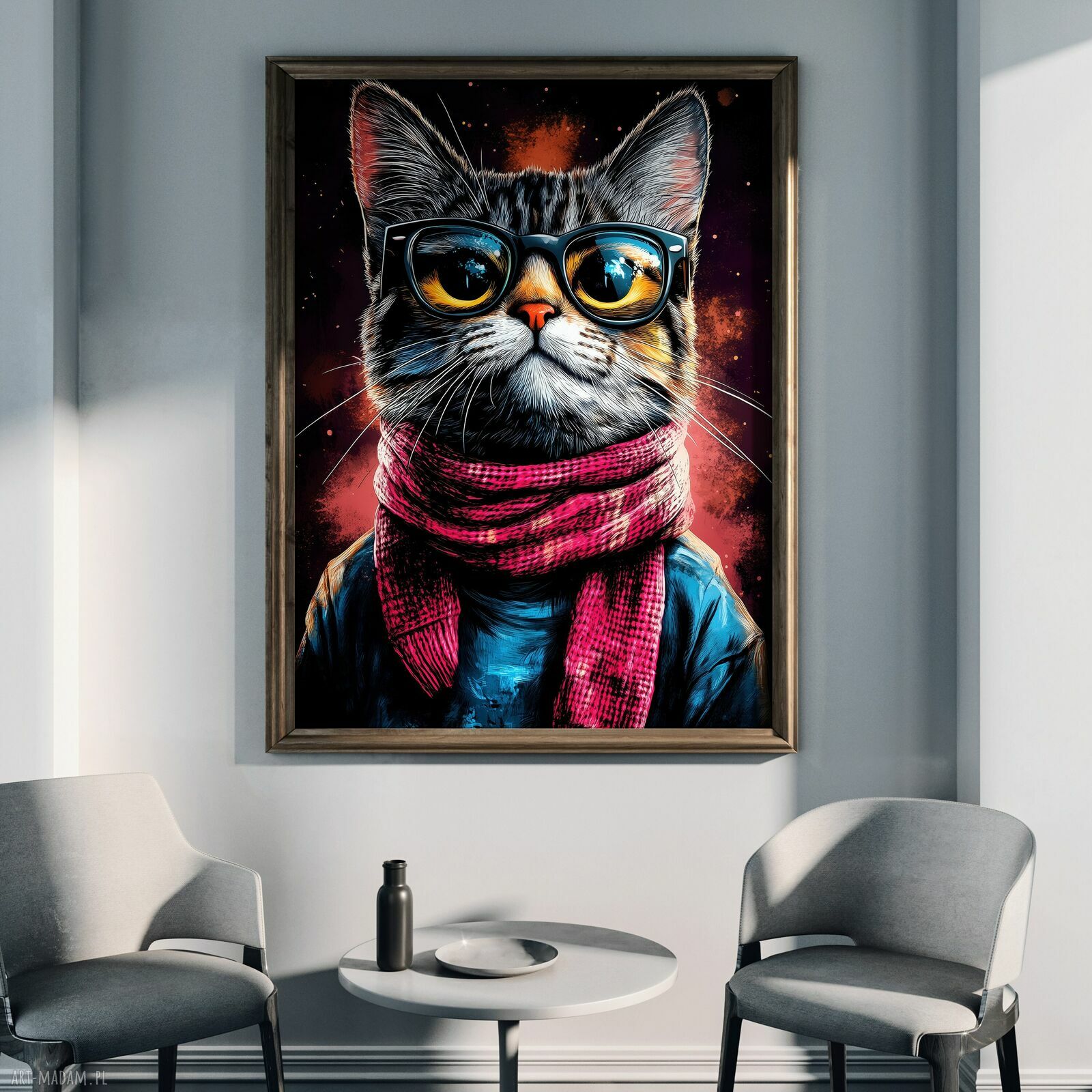 Hipsterski Kot Edzik - plakat A3 dla kociarzy
