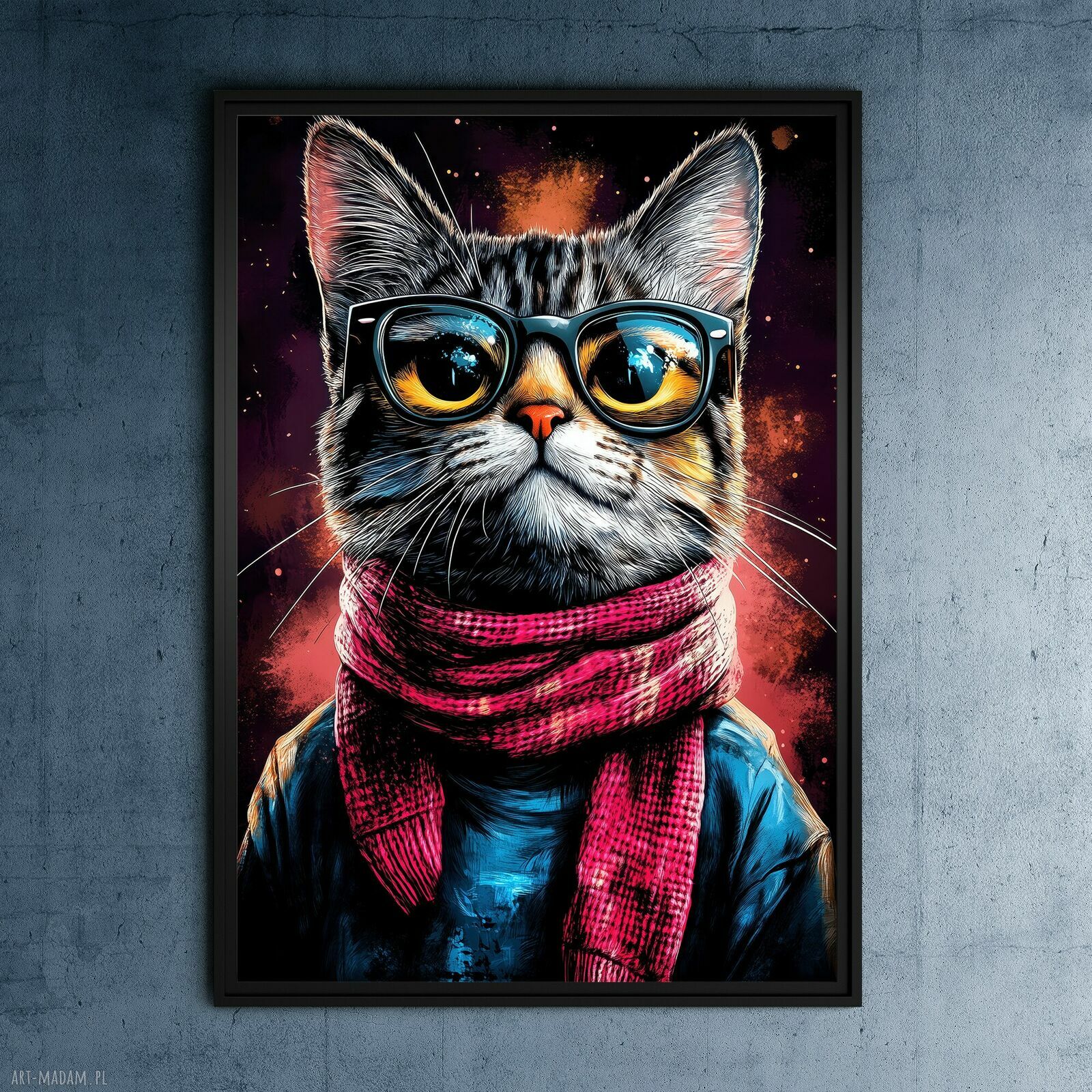 Hipsterski Kot Edzik - plakat A3 dla kociarzy