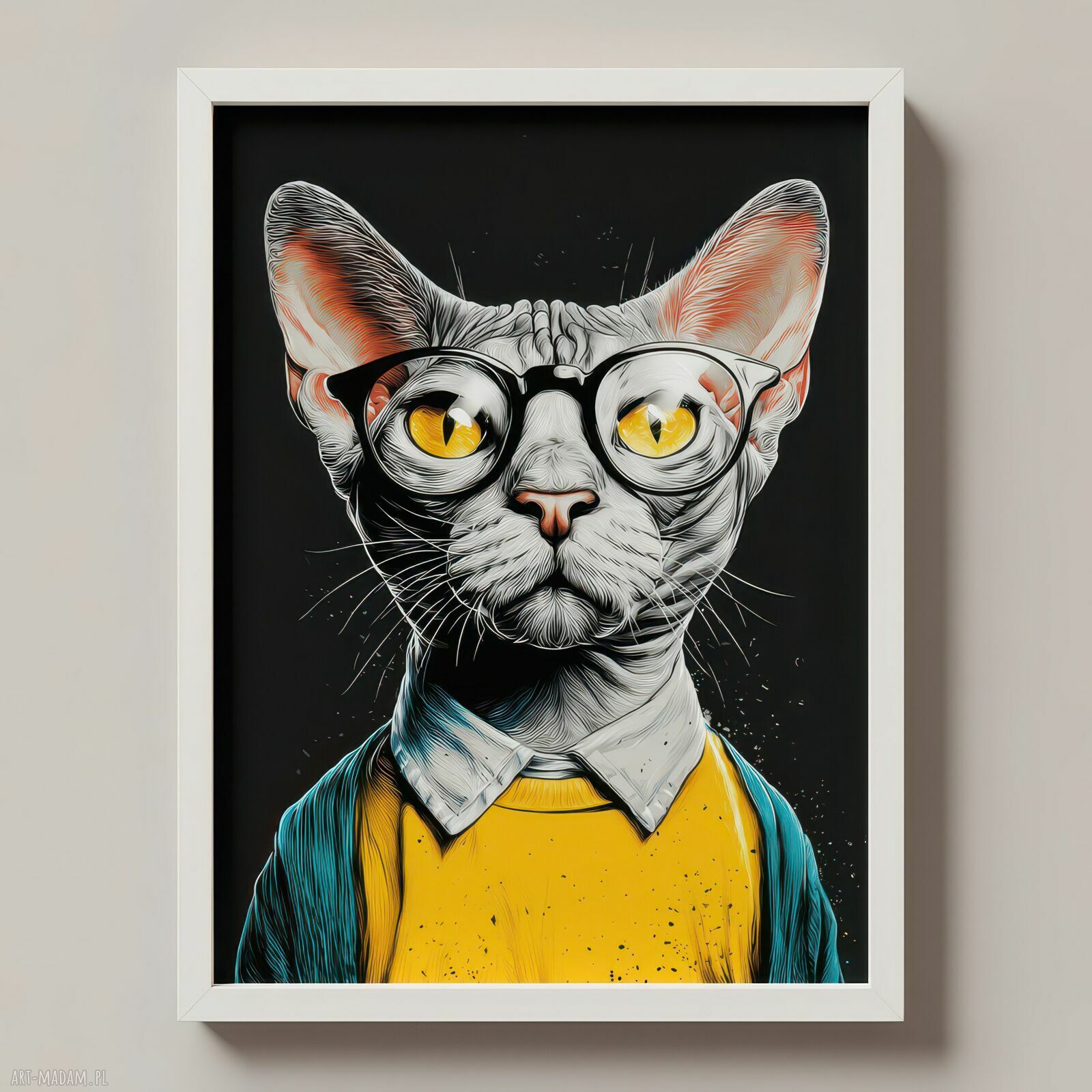 Hipsterski kot - plakat A3 z autorską grafiką