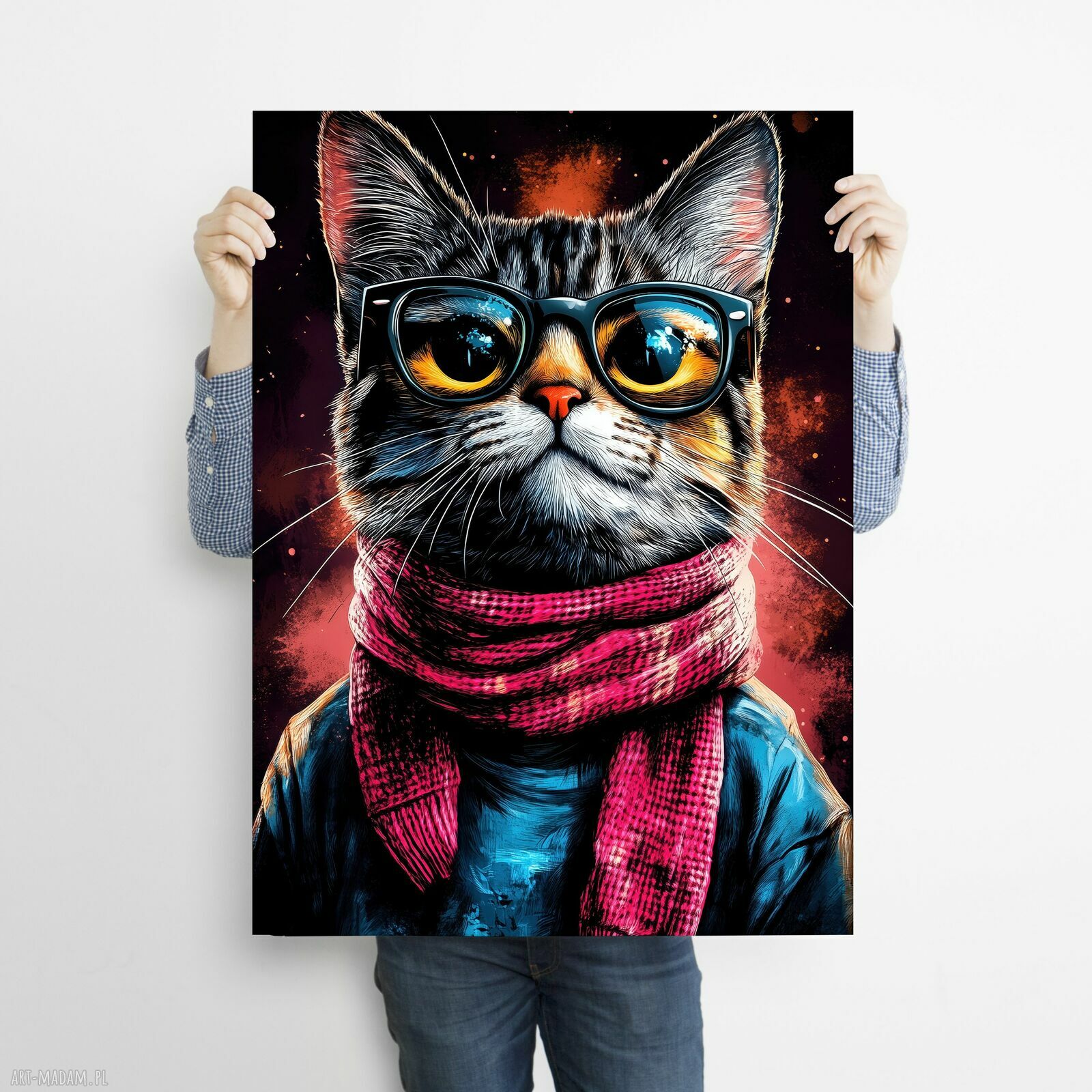 Hipsterski Kot Edzik - plakat A3 dla kociarzy