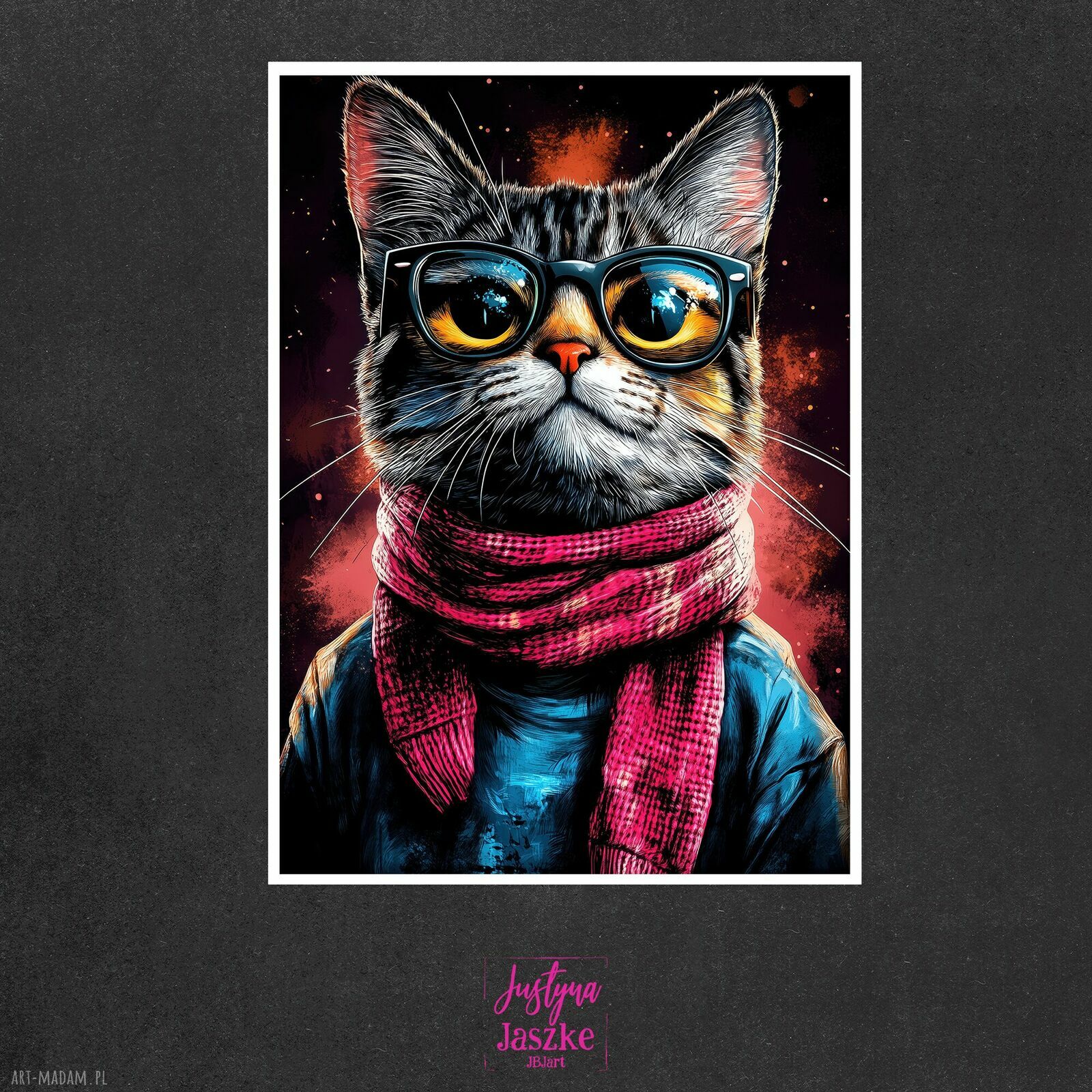 Hipsterskie koty nr 2 - zestaw 9 grafik w rozmiarze 13x18 cm