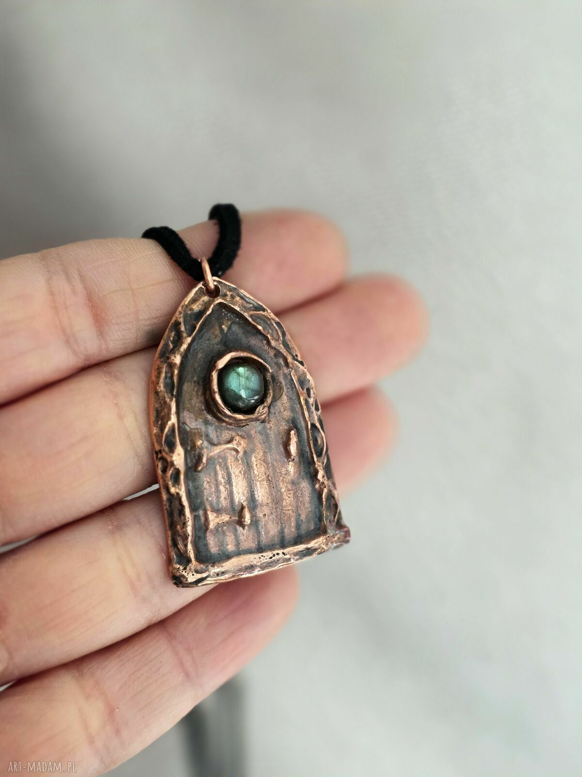 Naszyjnik Hobbit Door z labradorytem i miedzią oksydowaną