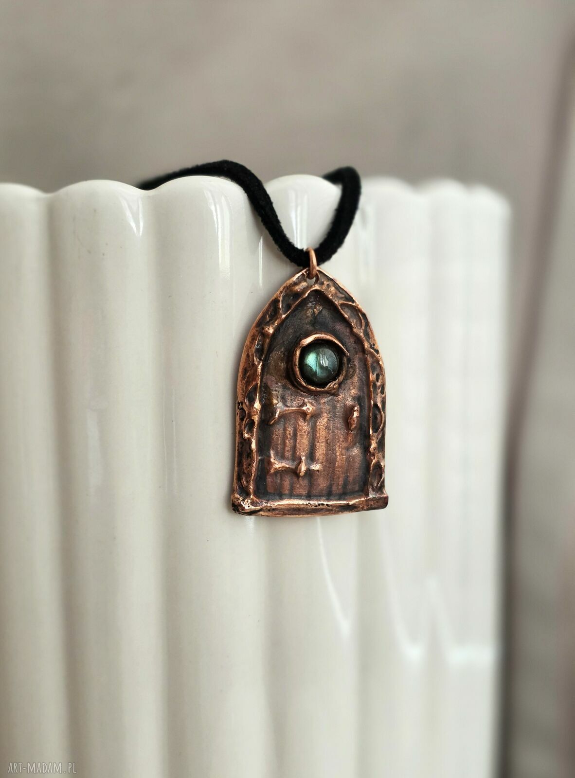 Naszyjnik Hobbit Door z labradorytem i miedzią oksydowaną