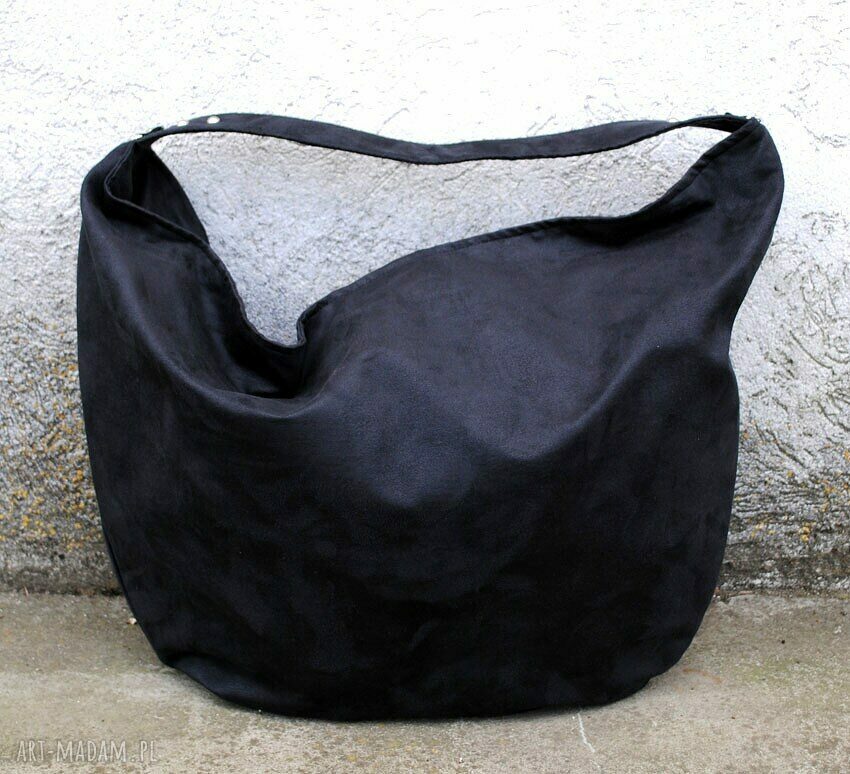 Hobo XXL na ramię Grafit Rock 'True Colors...' - wygodna torba handmade z zamszu