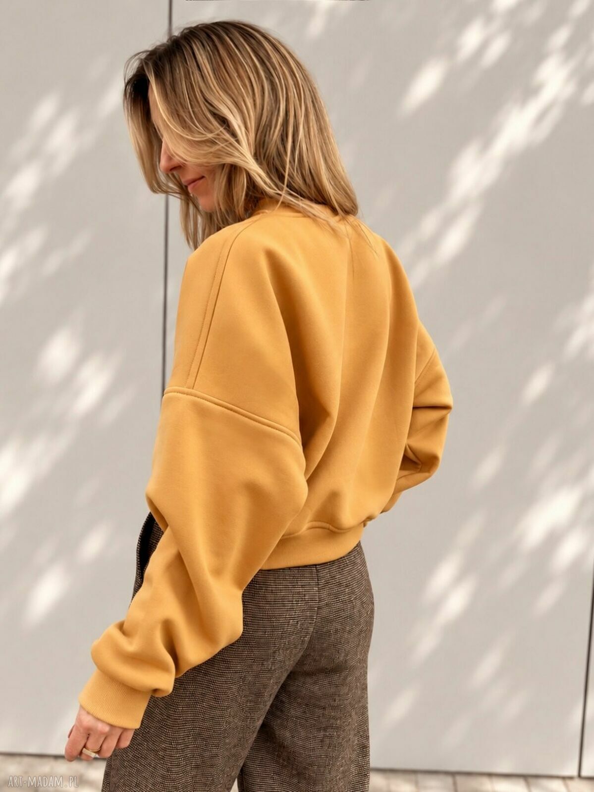 Miodowa bluza damska oversize z grubej bawełny