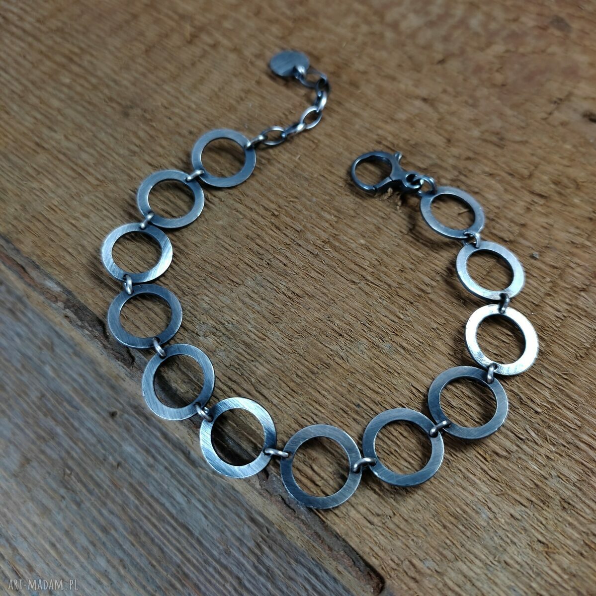 Bransoletka HOOP z oksydowanego srebra 925 - blaszka 1,2 cm