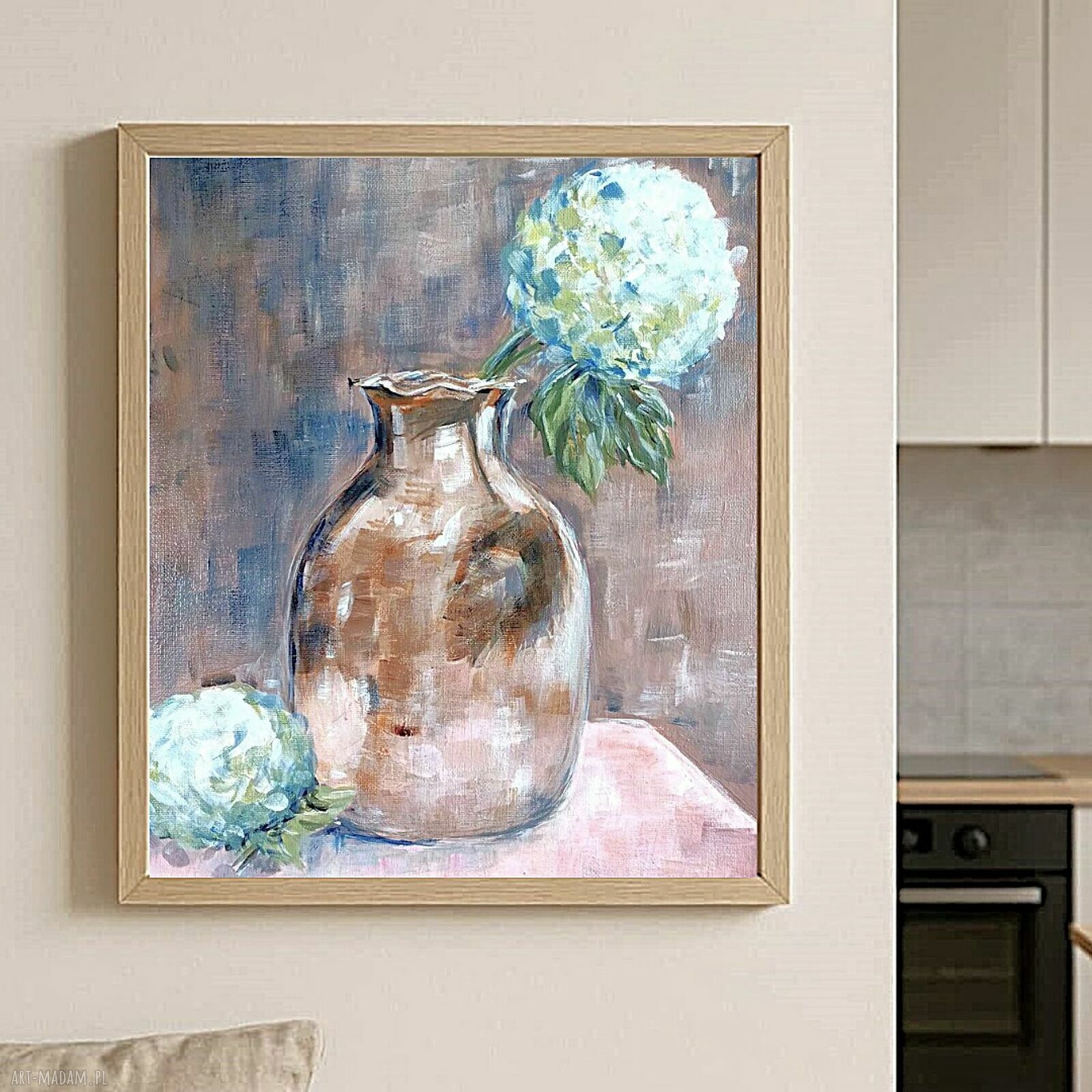 Hortensje - obraz akrylowy z wazonem (30x40 cm)