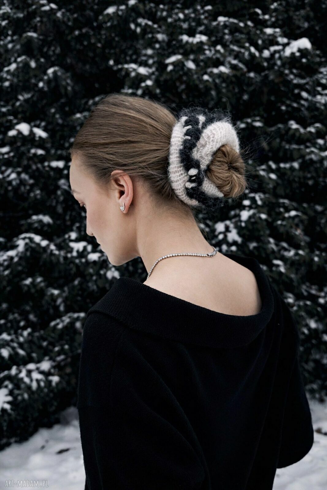 Hoshi gumka scrunchie z baby alpaki i wełny merino - handmade
