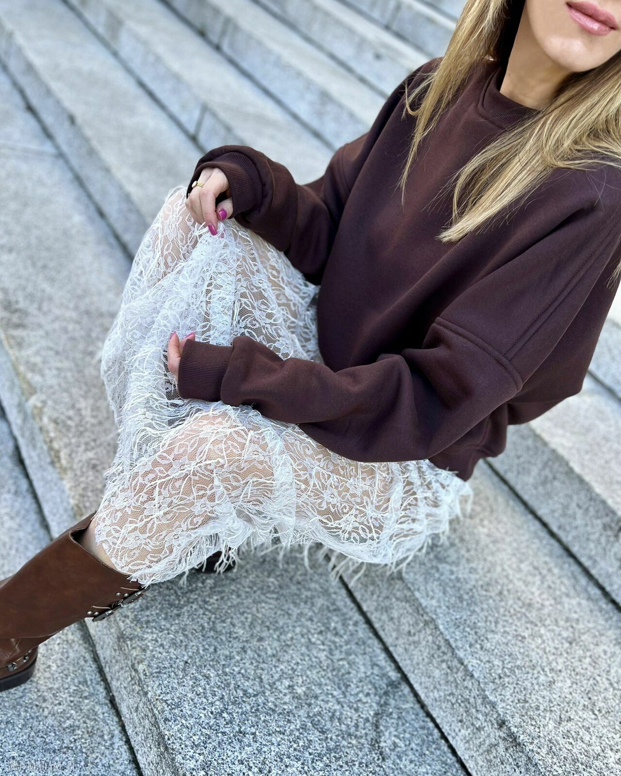 Hot Chocolate - klasyczna ocieplana bluza bawełniana oversize Bohemian Soul (handmade)