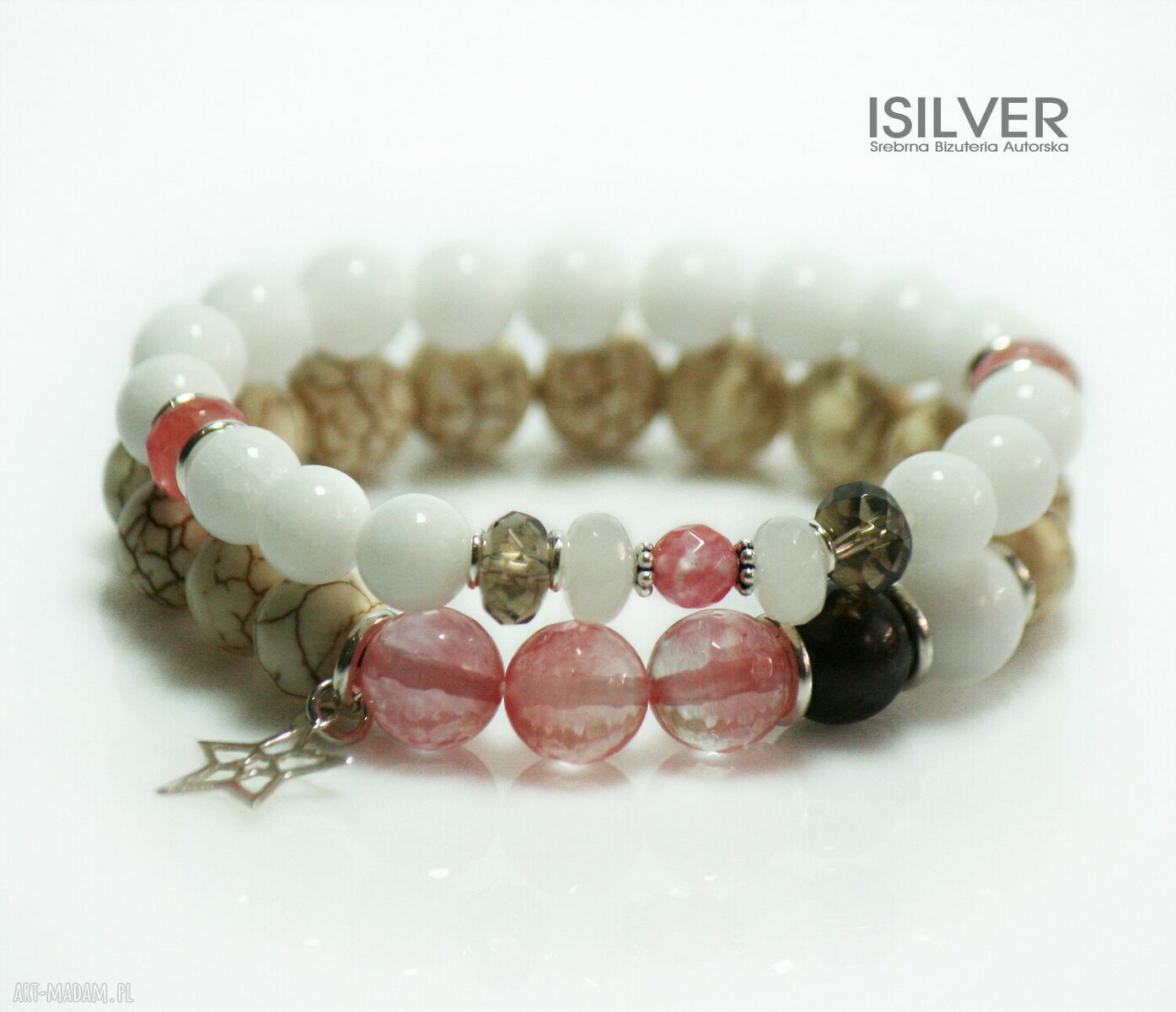 howlit, cherry, jadeit bransoletka