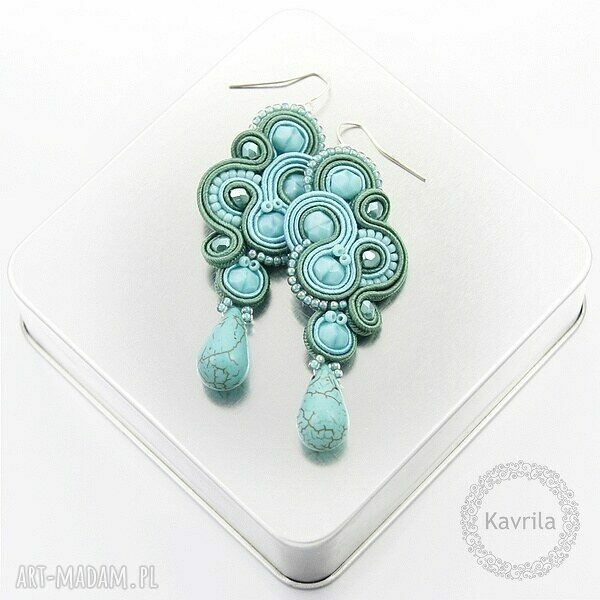 Kolczyki soutache enspiro turqouise howlit stylowe wykonane