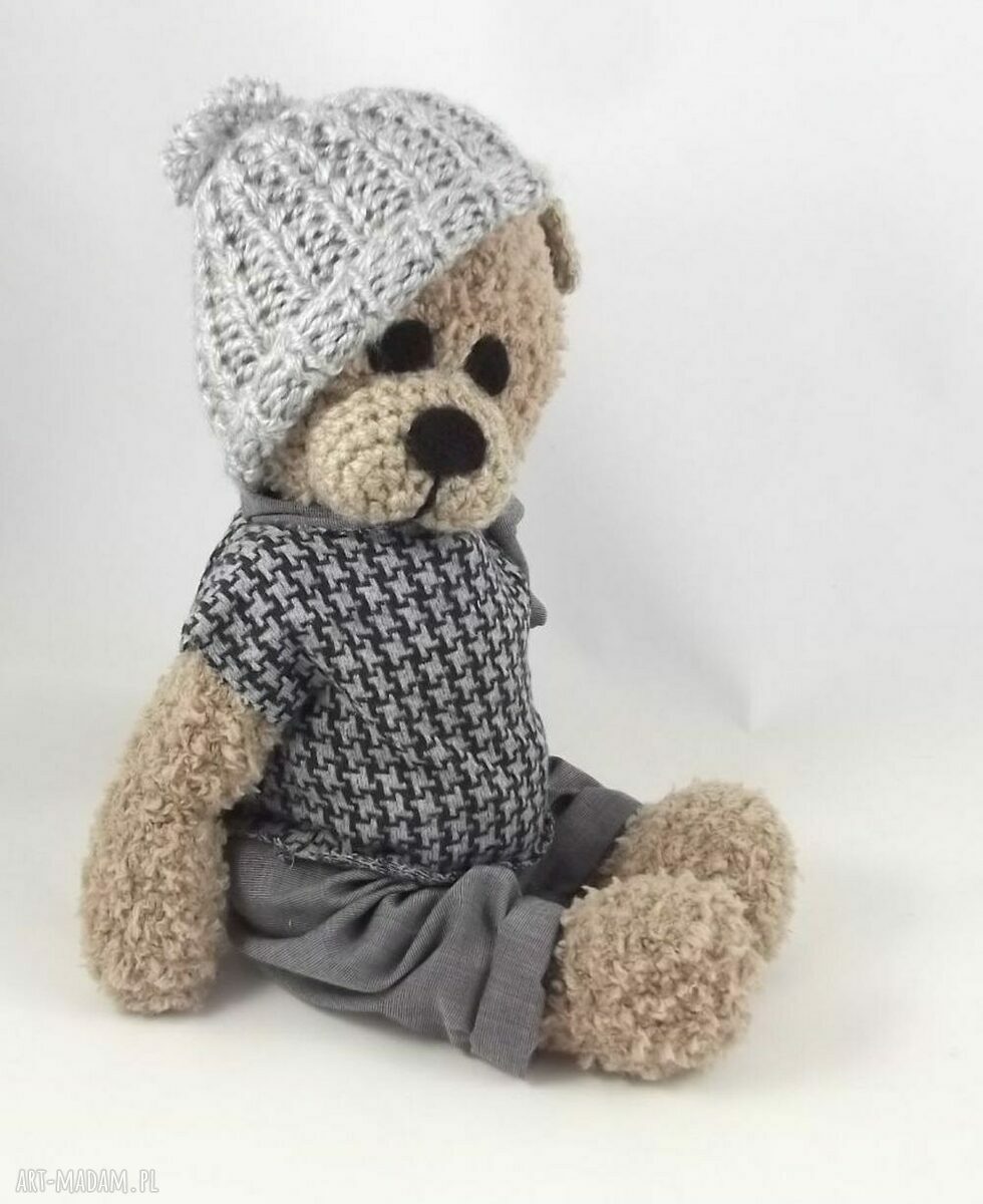 Hubert - szydełkowy miś 36 cm z ruchomymi rączkami i nóżkami