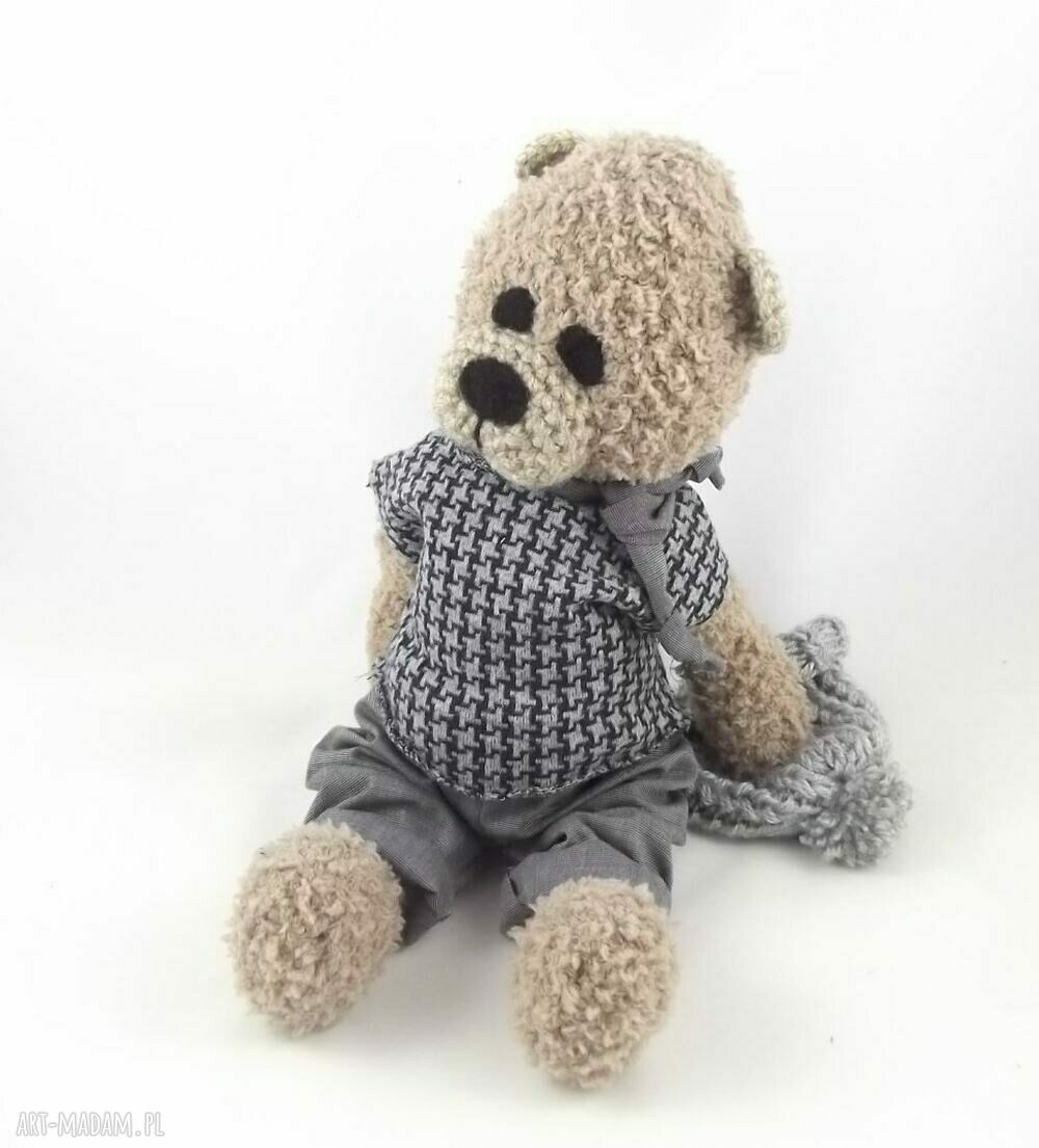 Hubert - szydełkowy miś 36 cm z ruchomymi rączkami i nóżkami