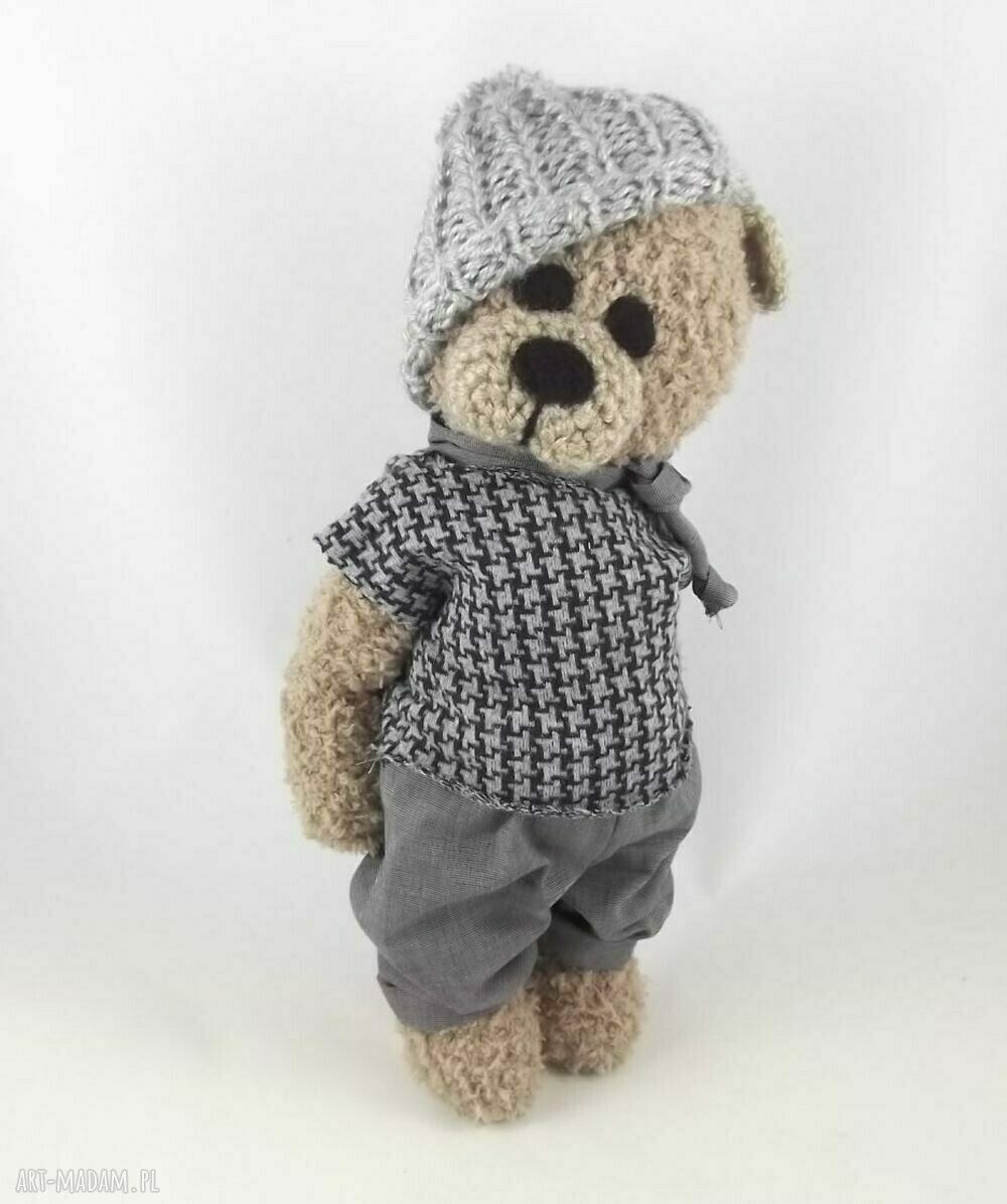 Hubert - szydełkowy miś 36 cm z ruchomymi rączkami i nóżkami