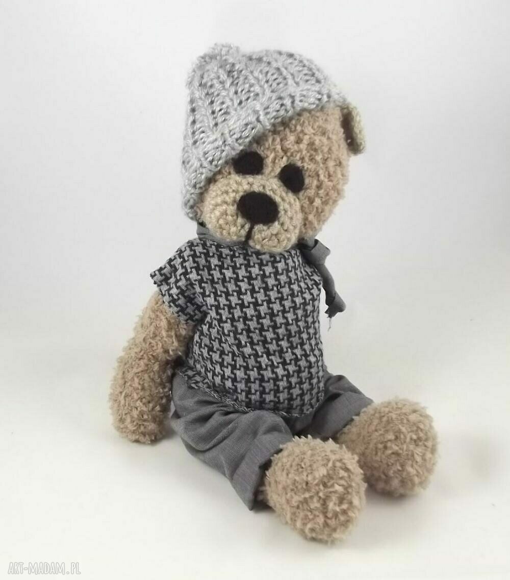 Hubert - szydełkowy miś 36 cm z ruchomymi rączkami i nóżkami