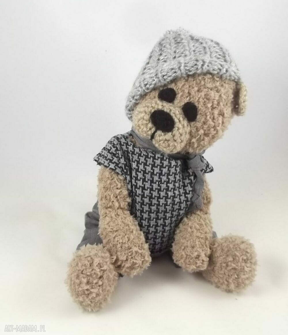 Hubert - szydełkowy miś 36 cm z ruchomymi rączkami i nóżkami