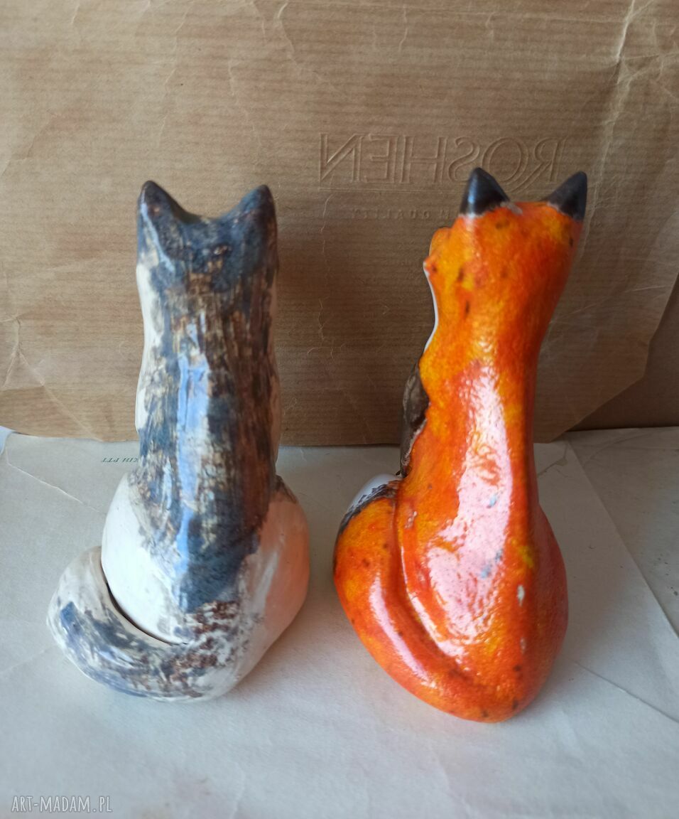 Lis i Alaskan Malamute - ceramika handmade jako ozdoba do Twojego wnętrza i lasów w słoikach