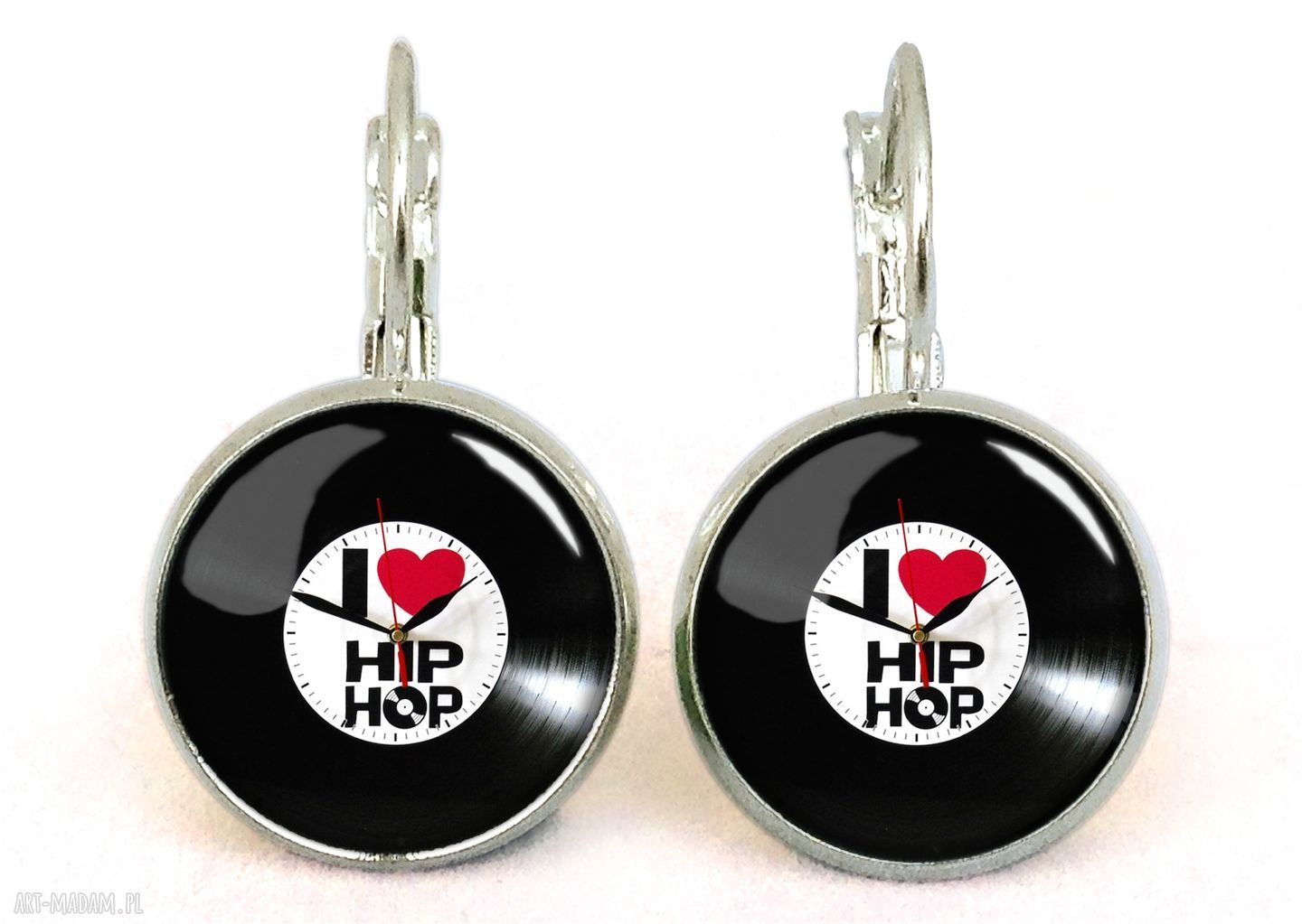 love hip hop małe kolczyki wiszące płyta winylowa hiphop muzyka