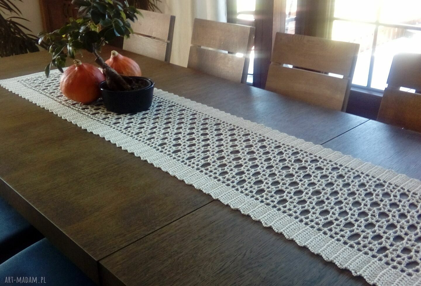 Bieżnik i serweta Modern Beige - komplet do długiego stołu, bawełna 100%