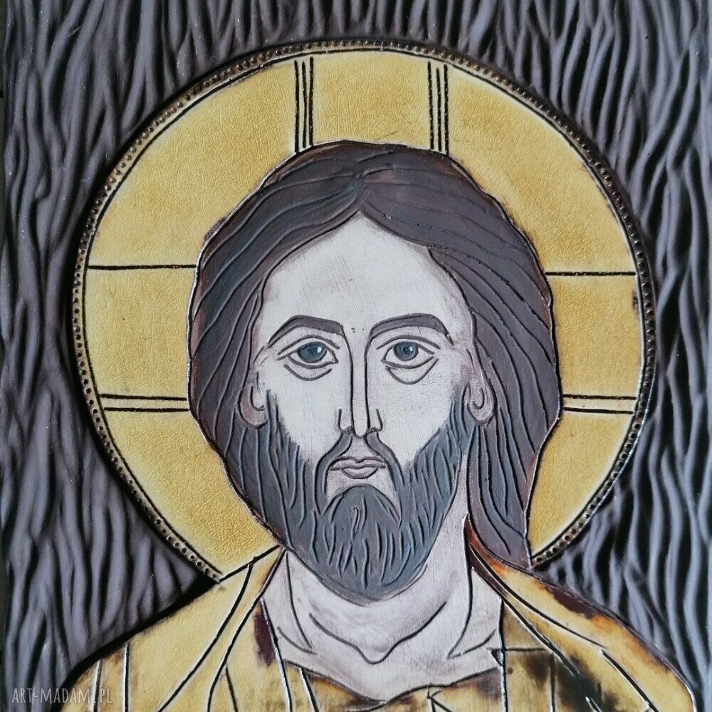Ikona ceramiczna z wizerunkiem Chrystusa - Pantokrator