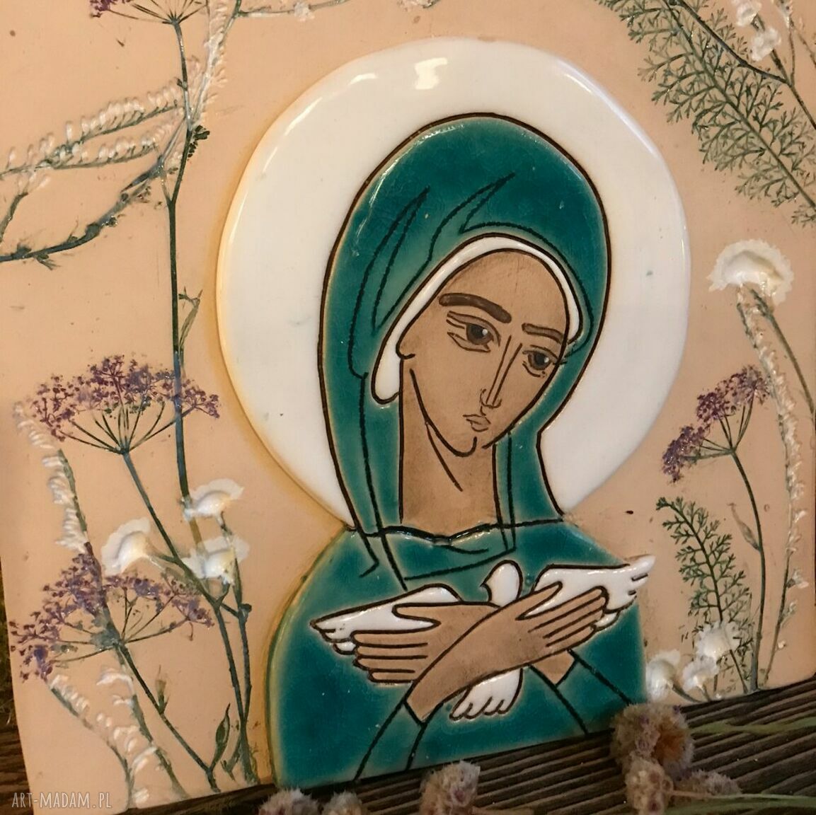 Ikona ceramiczna Pneumatofora - Matka Boża niosąca Ducha Świętego